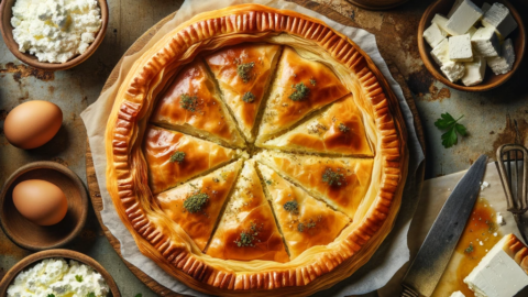 Photo of a Tiropita the classic Greek cheese pie