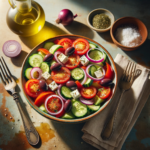 Photo a freshly prepared horiatiki a classic greek salad