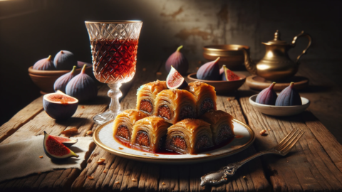a serving of Port and Fig Baklava