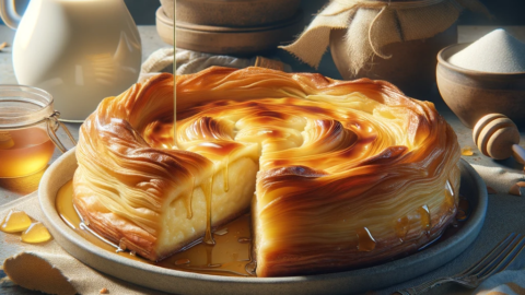 serving of freshly made Galaktoboureko The Greek custard pie