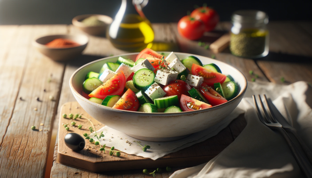 Horiatiki: traditional greek salad recipe 1 Serving of greek salad