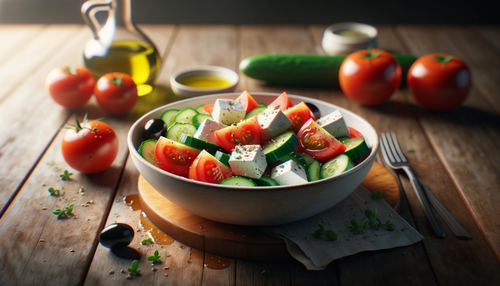 Horiatiki: traditional greek salad recipe 2 Serving of greek salad