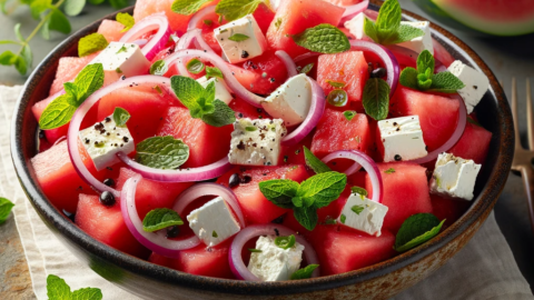 Photo of Refreshing Greek Watermelon Feta and Red Onion Salad