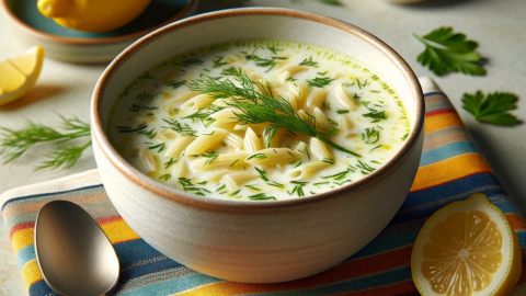 a bowl of Classic Avgolemono Soup
