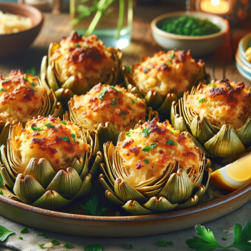 Greek baked parmesan artichoke hearts