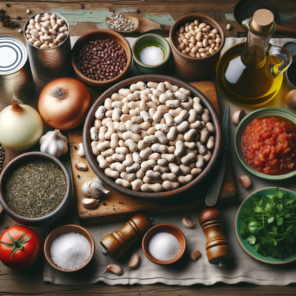 Greek baked giant beans (gigantes plaki - γίγαντες πλακί) 1 Raw ingredients for greek giant baked beans