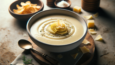 a bowl of Traditional Greek Artichoke Heart Soup
