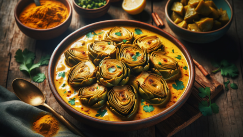 a serving of Curried Artichoke Hearts in Coconut Milk 2