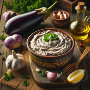 A serving of melitzanosalata a traditional greek eggplant dip