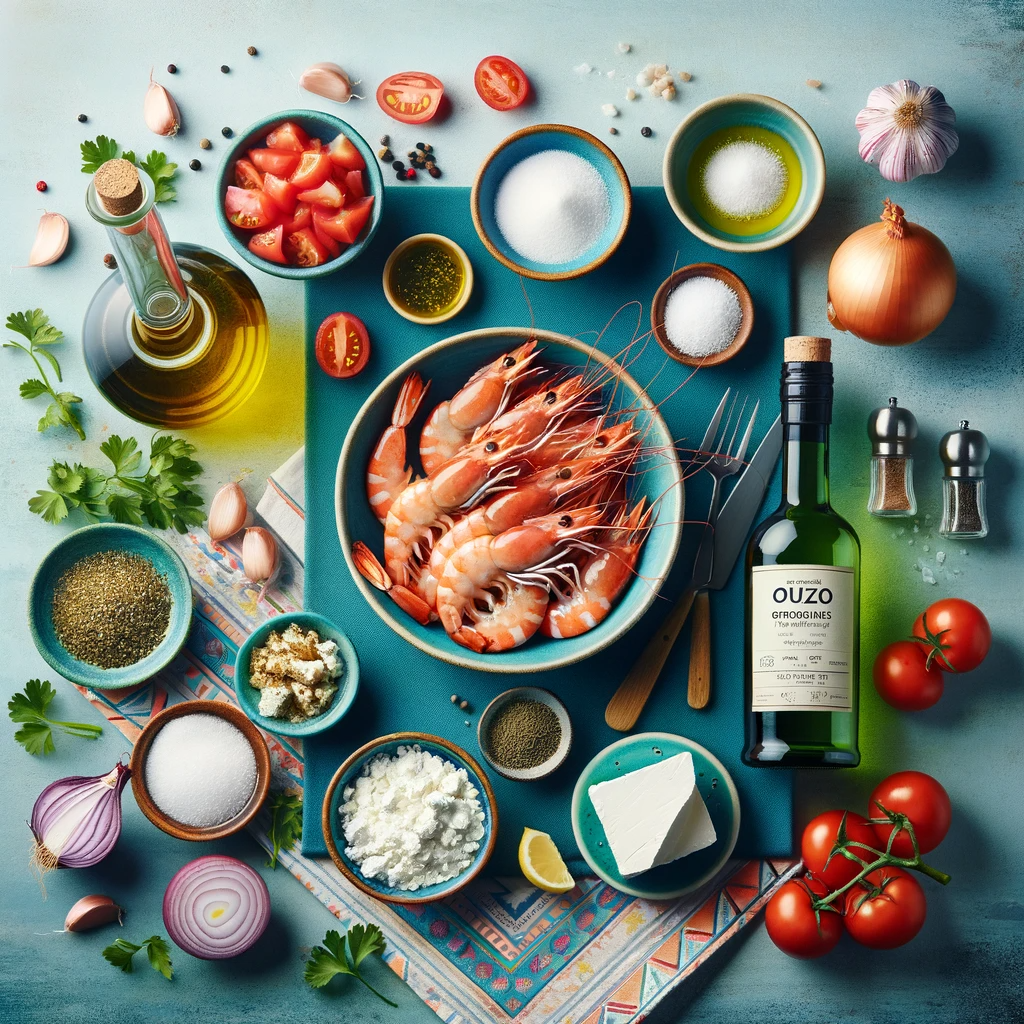 Classic greek shrimp saganaki recipe with feta and tomatoes 2 Ingredients for a greek shrimp saganaki dish