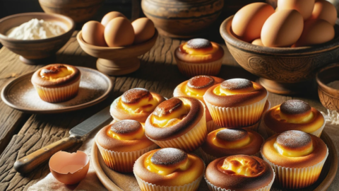 serving of Kremidia Greek cupcake like custard cakes
