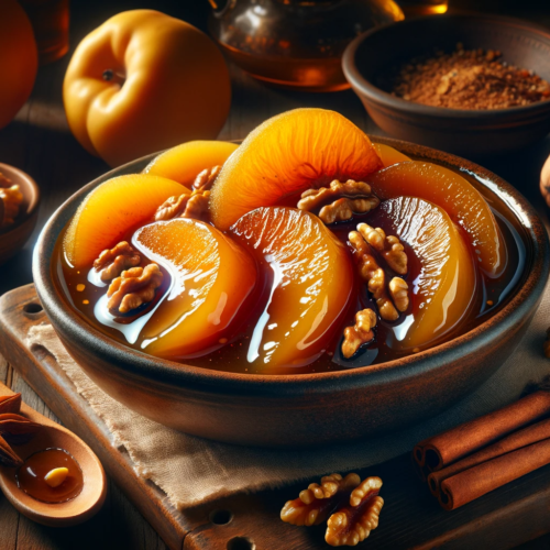 Greek spiced quince dessert glyko kydoni