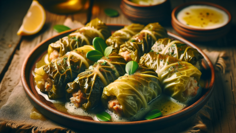 Greek Style Stuffed Cabbage Leaves