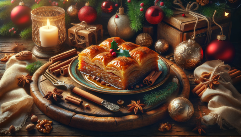a serving of Christmas Baklava with cinnamon and cloves