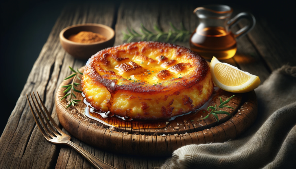 A serving of greek saganaki cheese