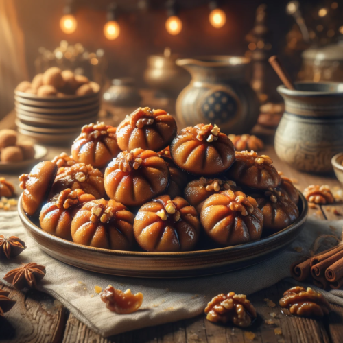 A serving of melomakarona traditional greek christmas cookies