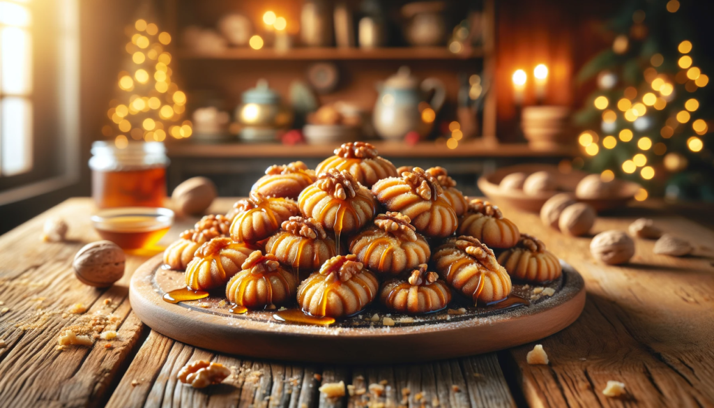 A serving of melomakarona traditional greek christmas honey cookies