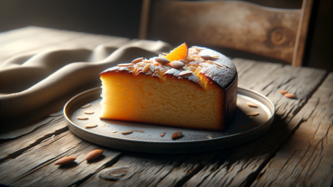 a slice of Vasilopita a traditional Greek New Years Cake