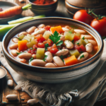 Serving of traditional fasolada greek bean soup